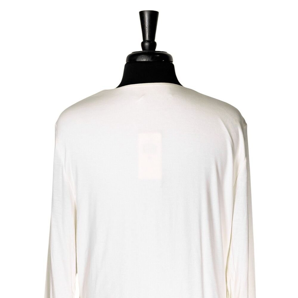 Lauren Ralph Lauren Top Womens XL Winter Cream Faux Wrap Jersey Stretch Blouse - Picture 8 of 9